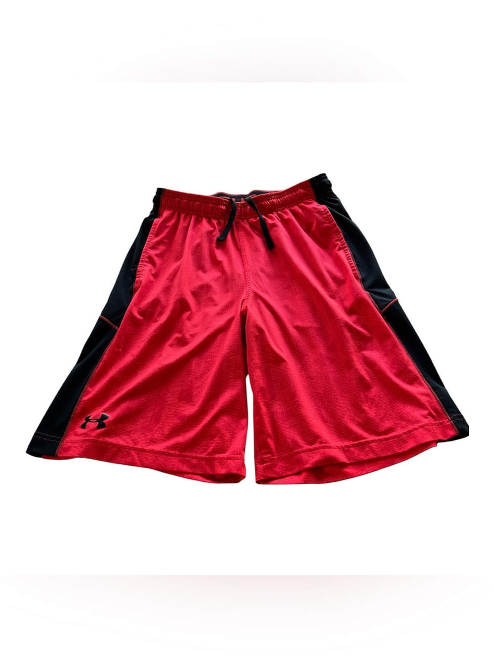 Under Armour Men’s Red Athletic Shorts with Black Side Panels